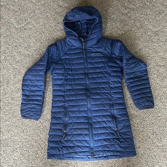 Columbia Blue Quilted Puffer Coat with Hood - Picture 1 of 5